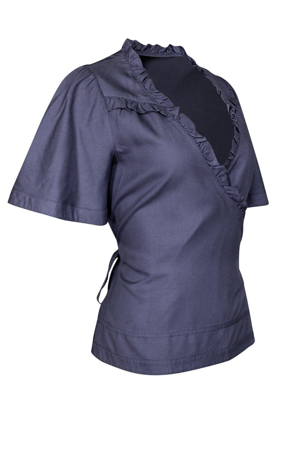 Current Boutique-Marc by Marc Jacobs - Silk Blue Ruffle Wrap Top Sz 4