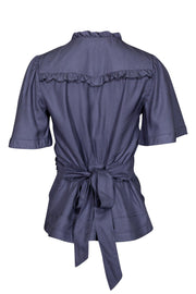 Current Boutique-Marc by Marc Jacobs - Silk Blue Ruffle Wrap Top Sz 4