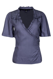 Current Boutique-Marc by Marc Jacobs - Silk Blue Ruffle Wrap Top Sz 4