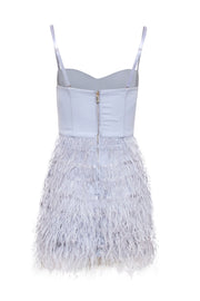 Current Boutique-Marciano by Guess - Dusty Blue Feathered Mini Dress Sz XS