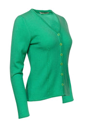 Current Boutique-Maria Di Ripabianca - Bright Green Cashmere Cardigan w/ Cable Knit Sz 8