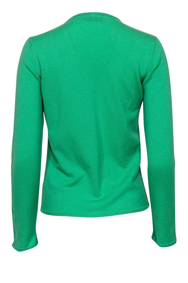 Current Boutique-Maria Di Ripabianca - Bright Green Cashmere Cardigan w/ Cable Knit Sz 8