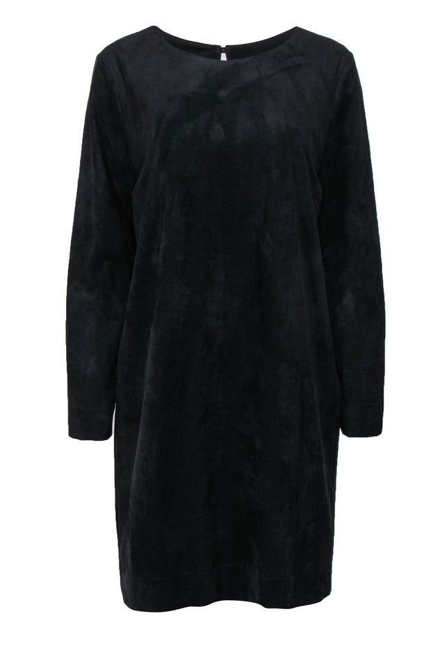 Current Boutique-Marie Oliver - Black Faux Suede Long Sleeve Shift Dress Sz L