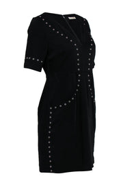 Current Boutique-Marie Oliver - Black Short Sleeve Sheath Dress w/ Grommet Trim Sz 6