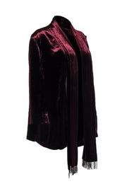 Current Boutique-Marina Rinaldi - Bordeaux Velvet Cardigan Size L