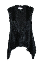 Current Boutique-Mark & James by Badgley Mischka - Black Rabbit Fur Clasped Draped Vest Sz M