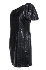 Current Boutique-Mark & James by Badgley Mischka - Black Sequin One Shoulder Dress w/ Flounce Sz 8