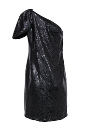 Current Boutique-Mark & James by Badgley Mischka - Black Sequin One Shoulder Dress w/ Flounce Sz 8