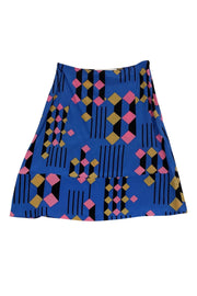 Current Boutique-Marni - Blue & Pink Geometric Skirt Sz S