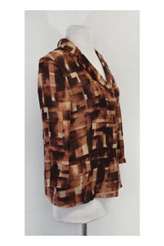 Current Boutique-Marni - Brown & Tan Print Silk & Linen Jacket Sz 2