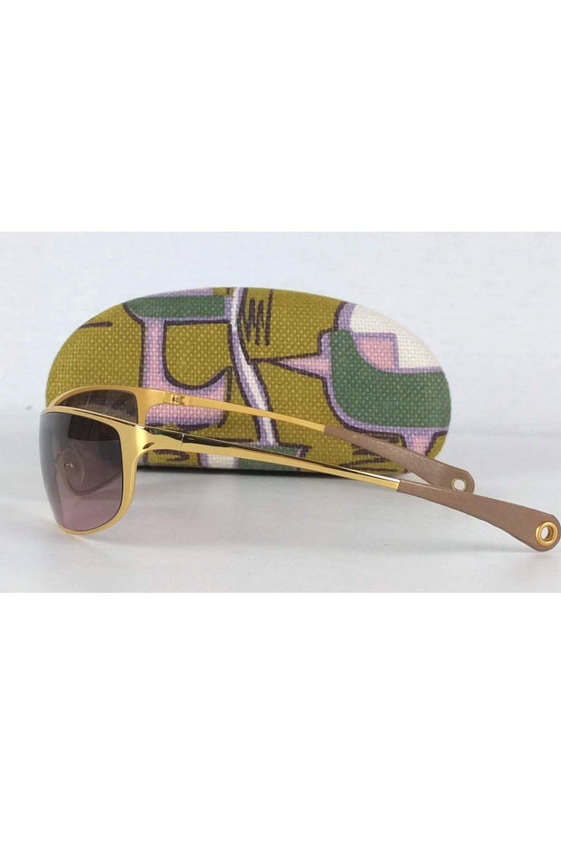 Current Boutique-Marni - Gold Rectangular Frame Sunglasses