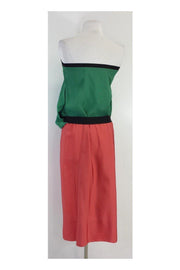 Current Boutique-Marni - Green & Salmon Colorblock Strapless Dress Sz 4