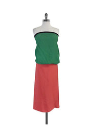 Current Boutique-Marni - Green & Salmon Colorblock Strapless Dress Sz 4