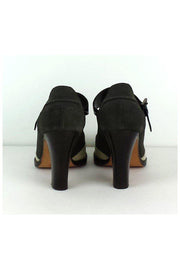 Current Boutique-Marni - Grey Suede & Cream Leather Mary Jane Heels Sz 8.5