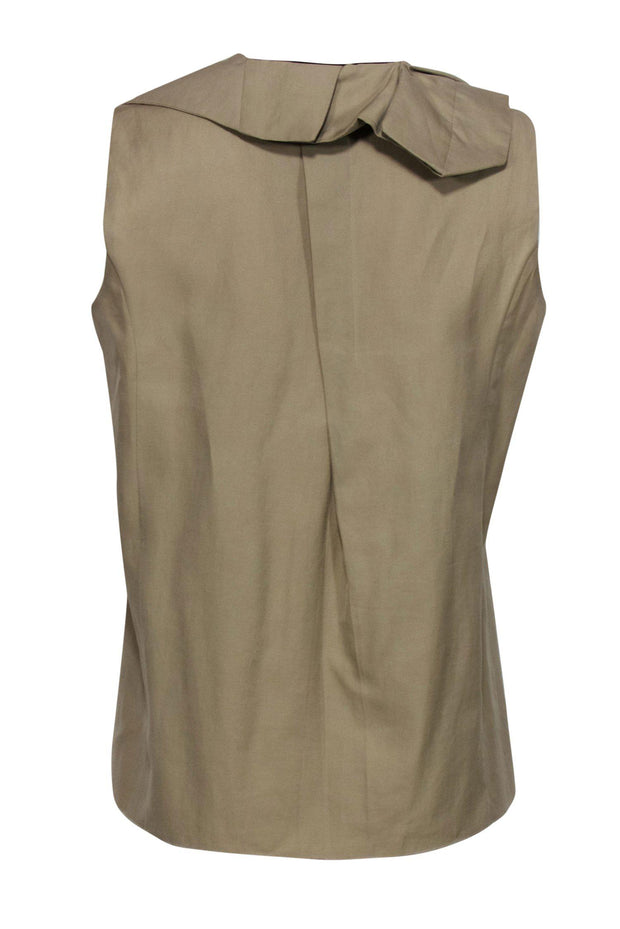 Current Boutique-Marni - Khaki Pleated Blouse w/ Black Necktie Sz M