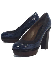 Current Boutique-Marni - Navy Patent Leather & Suede Platform Heels Sz 9