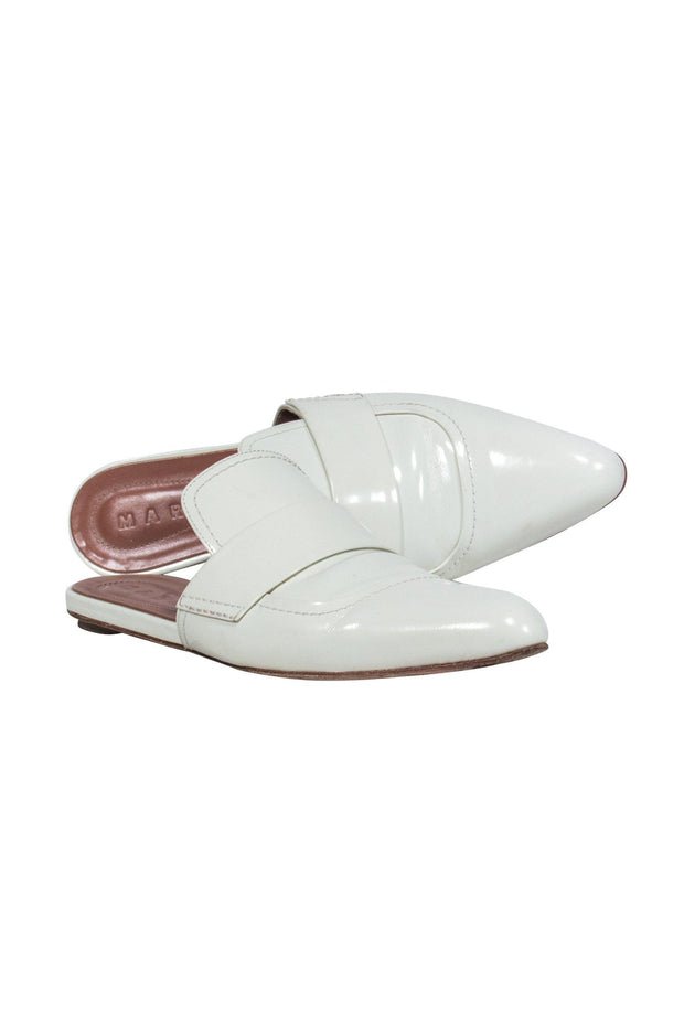 Current Boutique-Marni - White Pointed Toe Slide Mules Sz 11