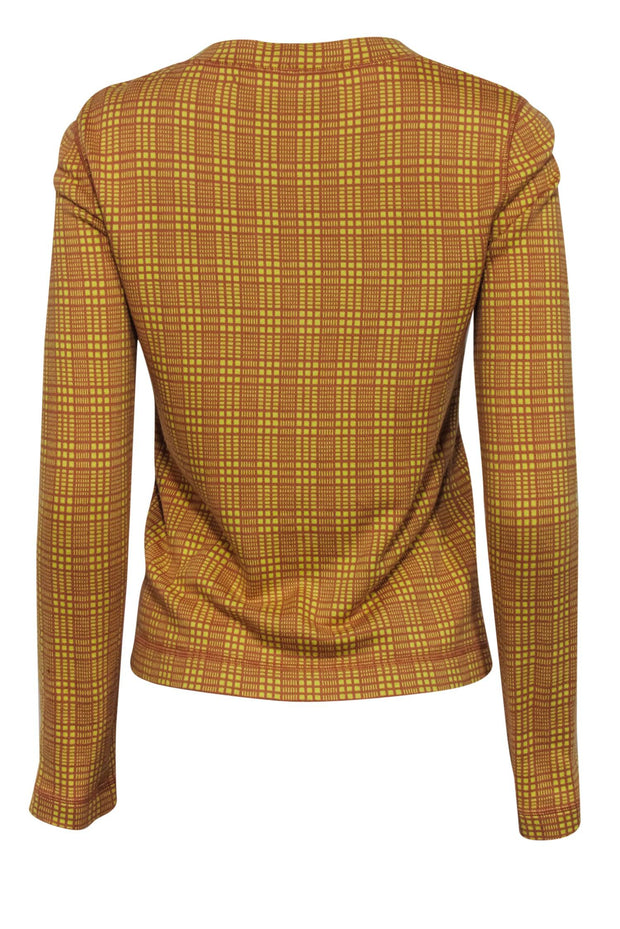 Current Boutique-Marni - Yellow & Light Brown Plaid Button-Up Cotton Cardigan Sz 6