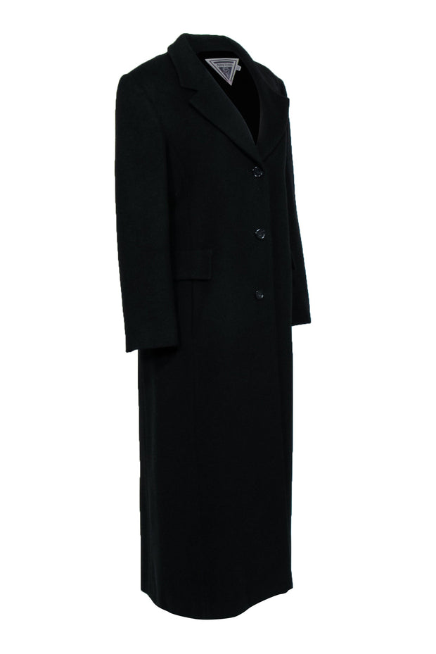 Current Boutique-Marvin Richards - Black Cashmere Long Line Oversized Classic Collared Coat Sz 14