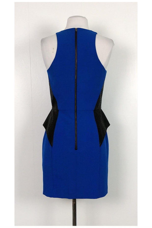 Current Boutique-Mason - Royal Blue & Leather Peplum Dress Sz 4