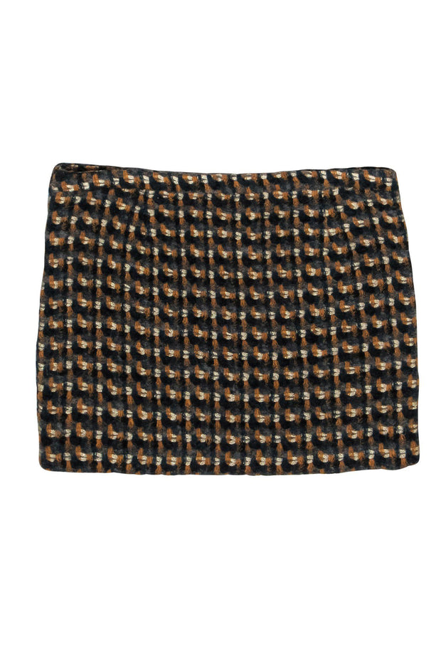 Current Boutique-Mauro Grifoni - Navy, Orange & Silver Woven Miniskirt Sz 6