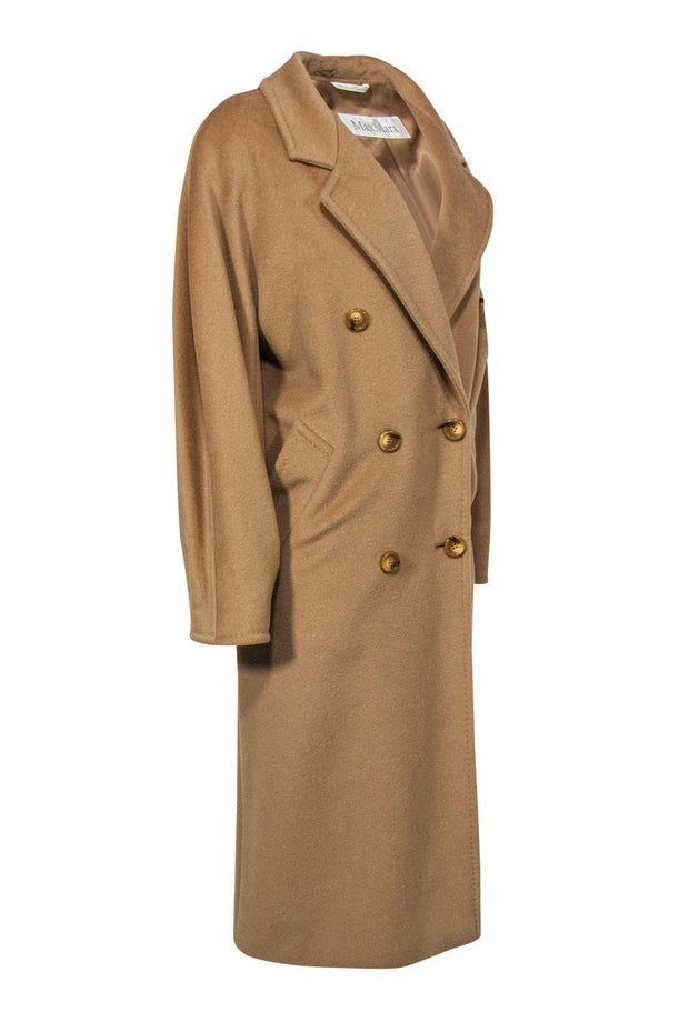 Current Boutique-Max Mara - Beige Wool Double Breasted Longline Coat Sz 10