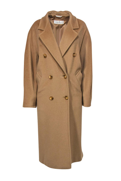 Current Boutique-Max Mara - Beige Wool Double Breasted Longline Coat Sz 10