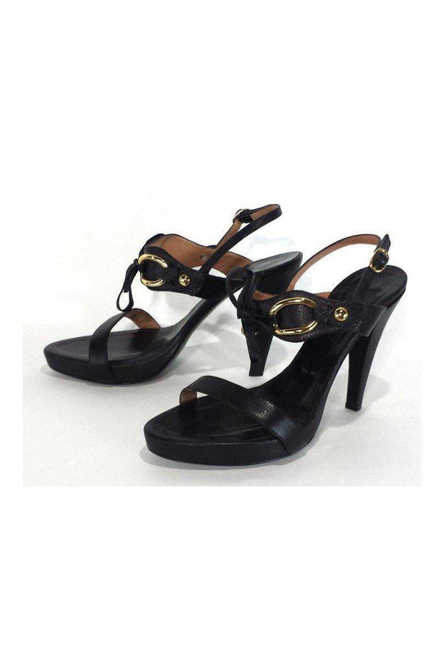 Current Boutique-Max Mara - Black Leather Tie Front Heels Sz 9