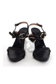 Current Boutique-Max Mara - Black Leather Tie Front Heels Sz 9