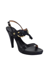 Current Boutique-Max Mara - Black Leather Tie Front Heels Sz 9