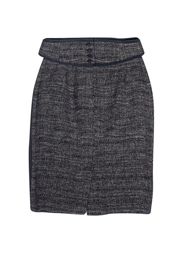 Current Boutique-Max Mara - Black Tweed Pencil Skirt w/ Cummerbund Sz 4