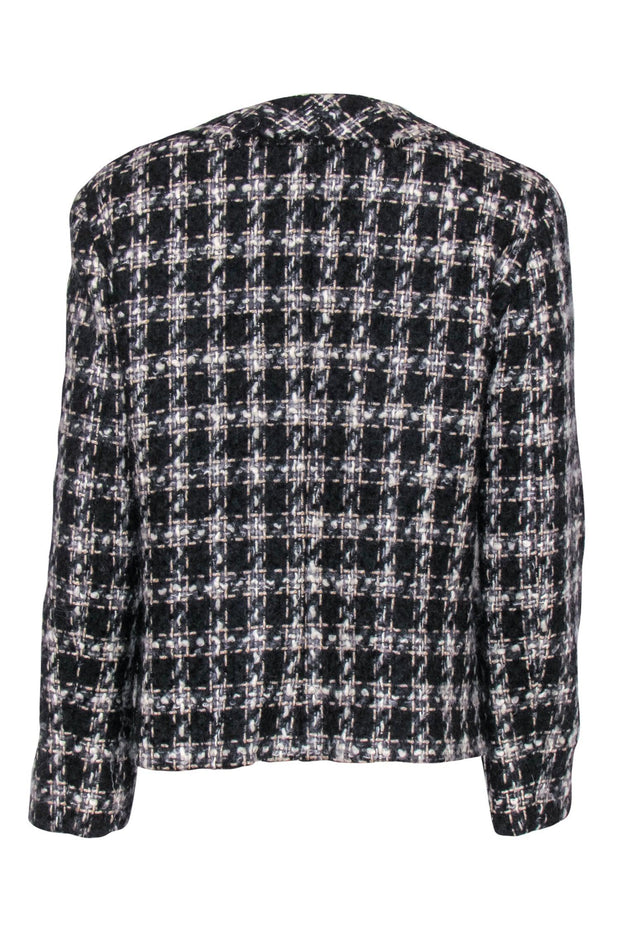 Current Boutique-Max Mara - Black & White Plaid Woven Jacket w/ Beading Sz 14