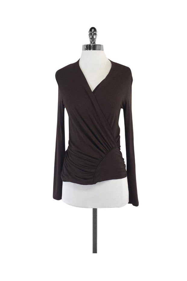 Current Boutique-Max Mara - Brown Plunge Neckline Top Sz M