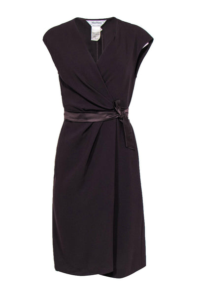 Current Boutique-Max Mara - Brown Sleeveless Wrap Dress w/ Satin Ties Sz 8