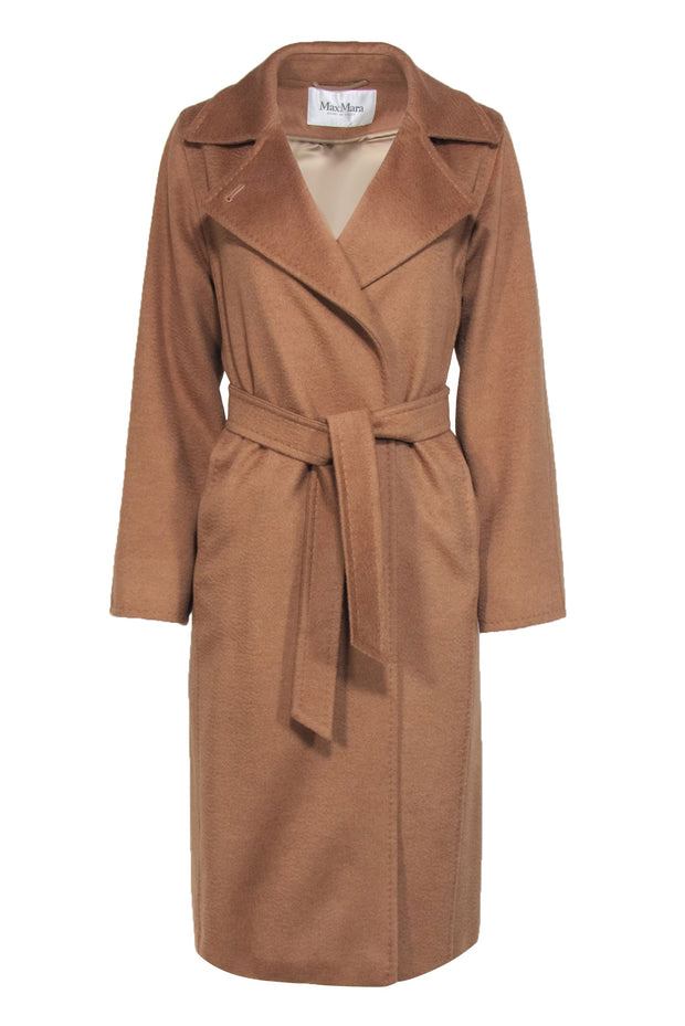 Current Boutique-Max Mara - Camel Buttoned Belted Longline Wool "Manuel" Coat Sz 4