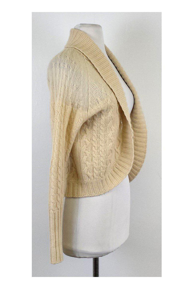 Current Boutique-Max Mara - Cream Cable Knit Wool Cardigan Sz M