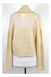 Current Boutique-Max Mara - Cream Cable Knit Wool Cardigan Sz M