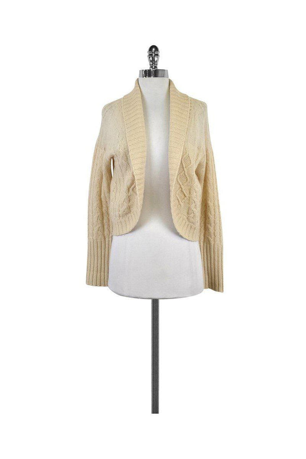 Current Boutique-Max Mara - Cream Cable Knit Wool Cardigan Sz M