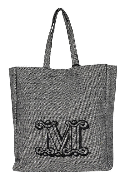 Current Boutique-Max Mara - Large Grey Woven Monogram Tote Bag