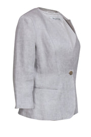 Current Boutique-Max Mara - Light Grey Herringbone Linen Jacket Sz 10