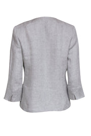 Current Boutique-Max Mara - Light Grey Herringbone Linen Jacket Sz 10