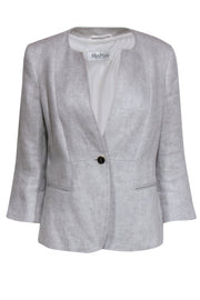 Current Boutique-Max Mara - Light Grey Herringbone Linen Jacket Sz 10