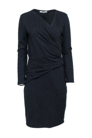 Current Boutique-Max Mara - Navy Long Sleeve Wrap Bodice Dress Sz M