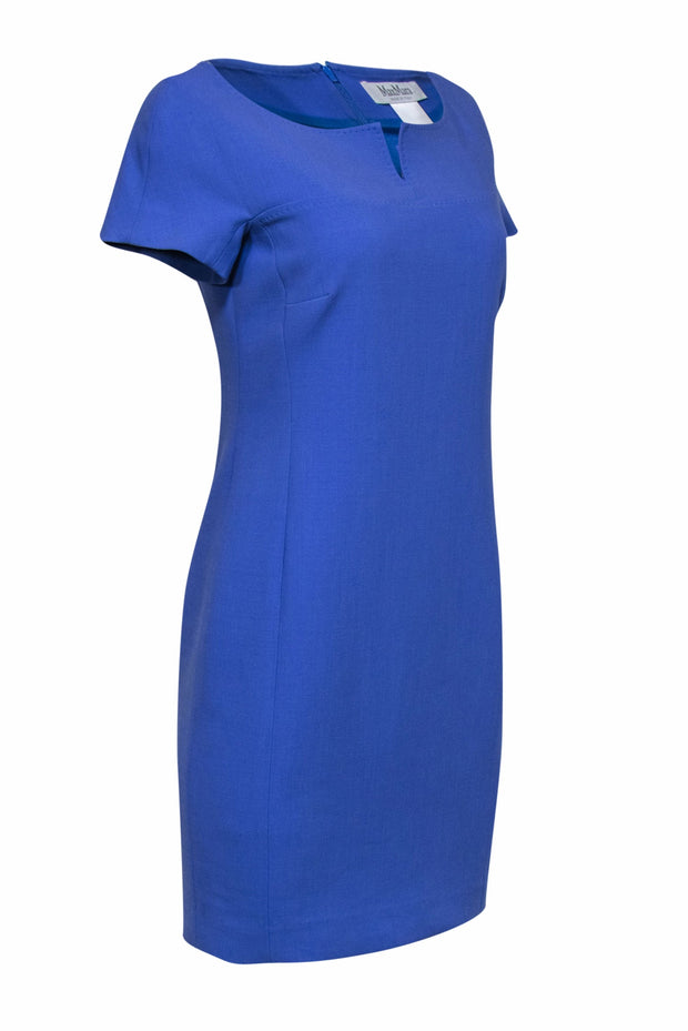 Current Boutique-Max Mara - Periwinkle Short Sleeve Wool Dress w/ Notched Neckline Sz 6