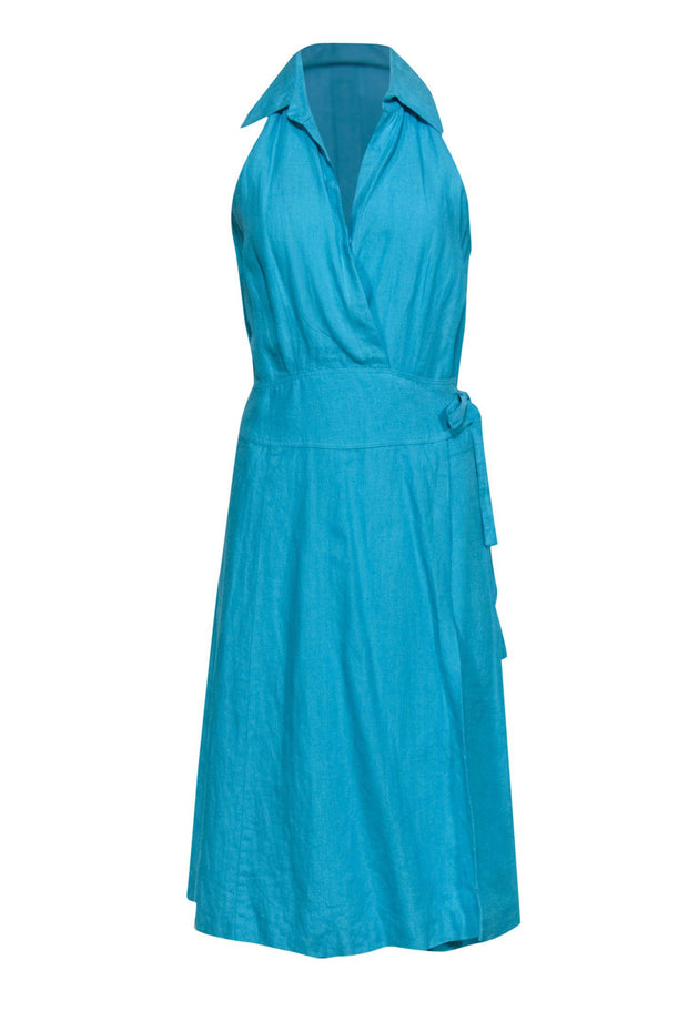 Current Boutique-Max Mara - Robin Egg Blue Halter Wrap Dress Sz 8