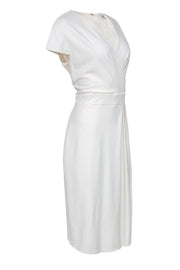 Current Boutique-Max Mara - White Cap Sleeve Pleated "Feluca" Sheath Dress Sz 14