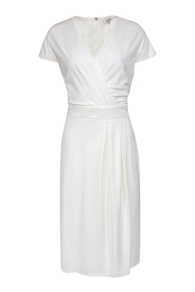 Current Boutique-Max Mara - White Cap Sleeve Pleated "Feluca" Sheath Dress Sz 14