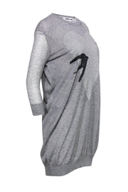 Current Boutique-McQ Alexander McQueen - Gray Knit Shift Dress w/ Metallic Heart Print Sz M