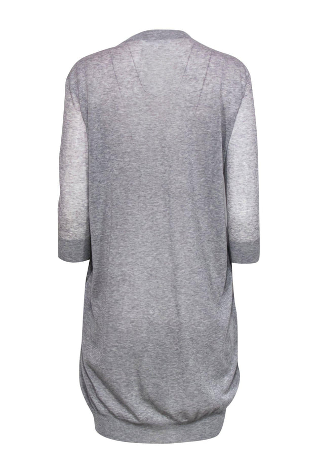 Current Boutique-McQ Alexander McQueen - Gray Knit Shift Dress w/ Metallic Heart Print Sz M