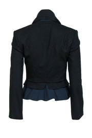 Current Boutique-McQ by Alexander McQueen - Black Layered Design Jacket w/ Clasp Trim Sz 2